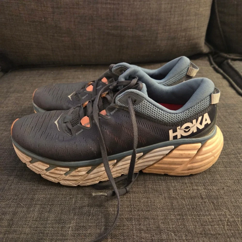 Hoka One One Gaviota 3 Womens 9B Navy Blue Peach Stability Running Shoes 1113521
